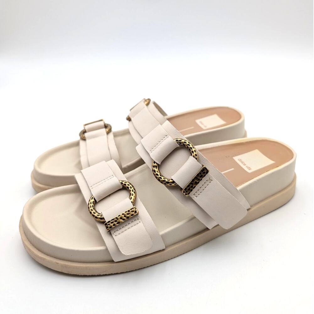 Dolce Vita Soya Open Toe Platform Sandals Women's White Leather Size US7.5 EU38
